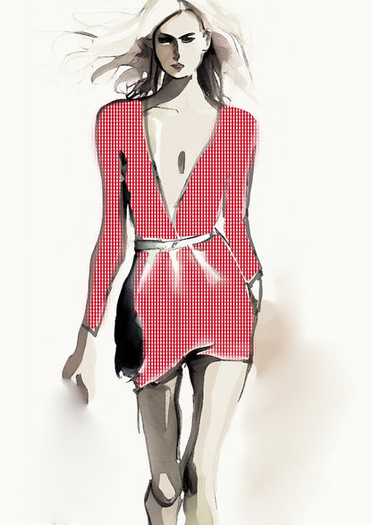 Gingham Check  - 5mm - Ruby & White