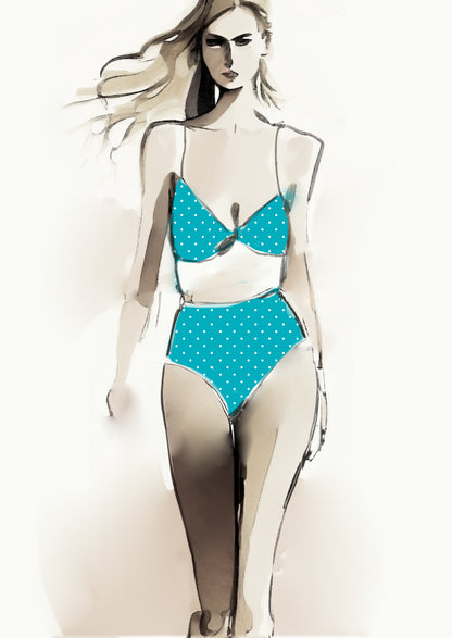 Spot Design - 8mm - Teal & White