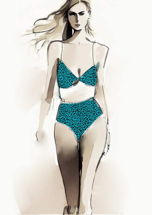 Cheetah Design - 10mm - Teal & Black