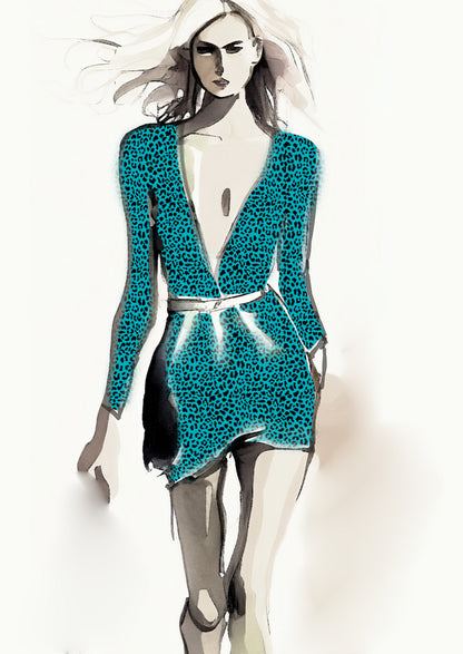 Cheetah Design - 10mm - Teal & Black