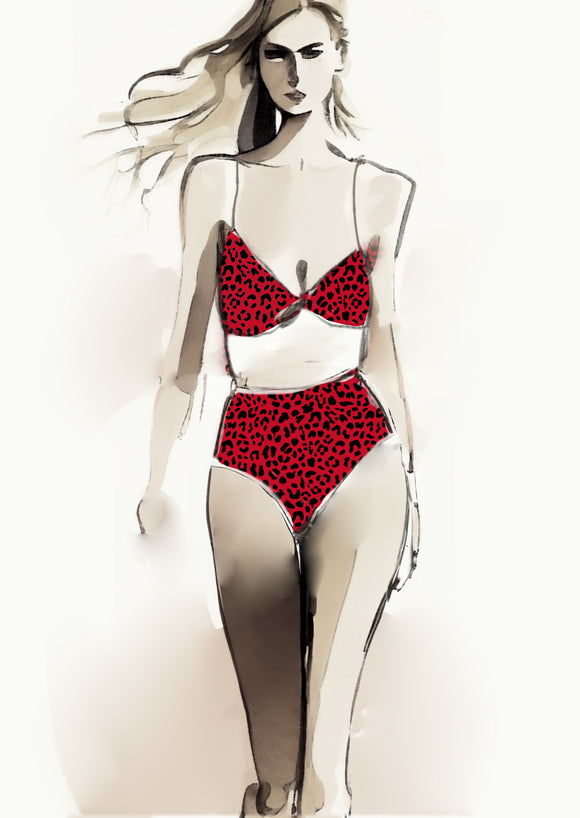 Cheetah Design - 20mm - Ruby & Black
