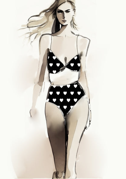 Heart Design - 3cm - Black & White