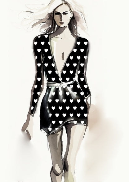 Heart Design - 3cm - Black & White