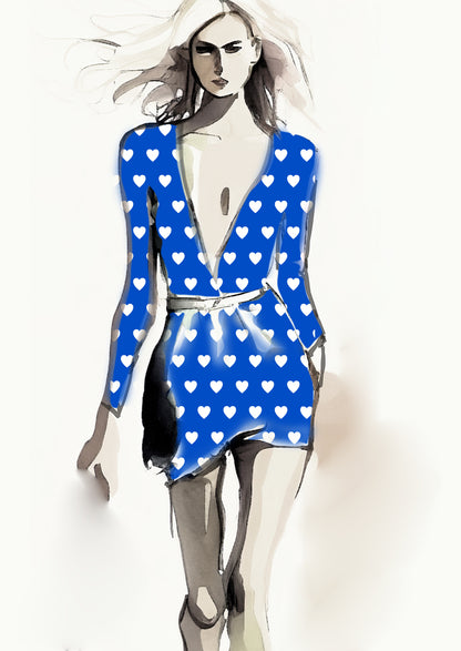 Heart Design - 3cm - Cobalt & White