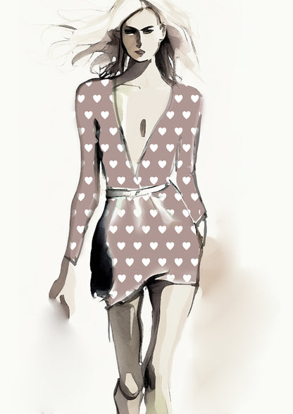 Heart Design - 3cm - Latte & White