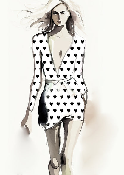 Heart Design 3cm - White & Black