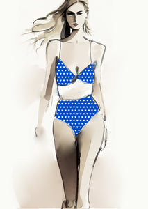 Heart Design - 1cm - Cobalt & White