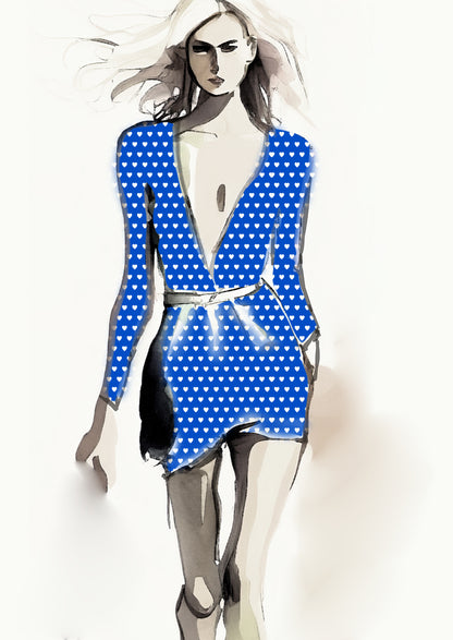 Heart Design - 1cm - Cobalt & White