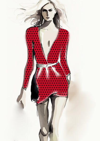 Heart Design - 1cm - Ruby & Black