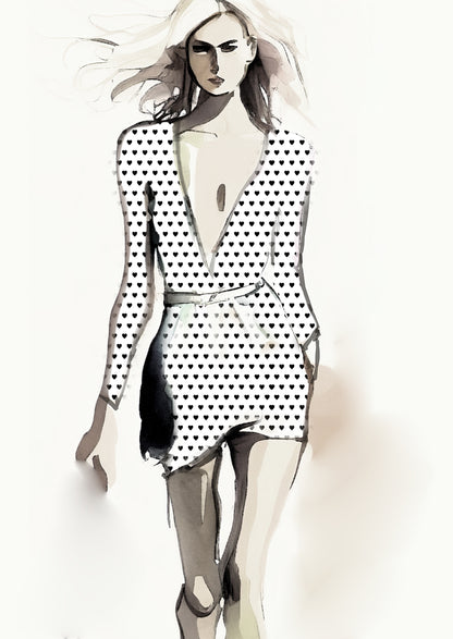 Heart Design 1cm - White & Black