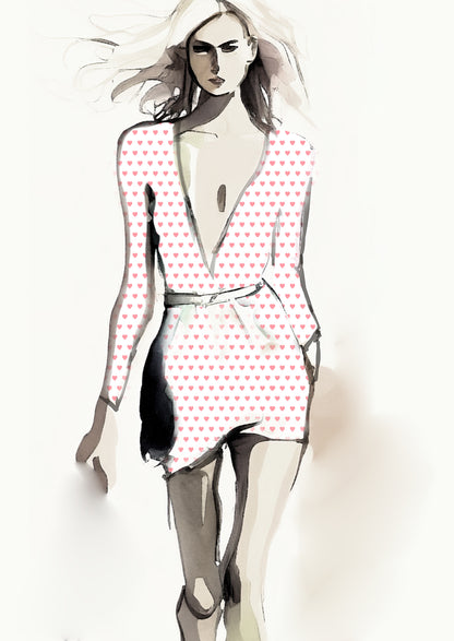 Heart Design 1cm - White & Rose