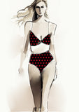 Heart Design - 2cm - Black & Ruby
