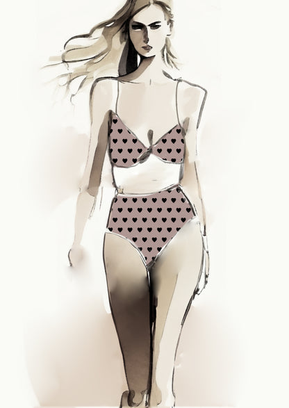 Heart Design - 2cm - Latte & Black