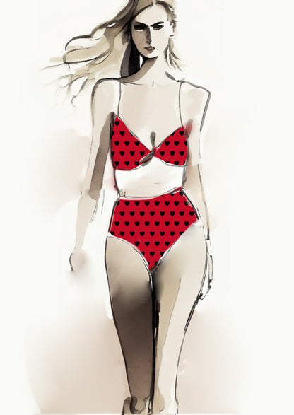 Heart Design - 2cm - Ruby & Black