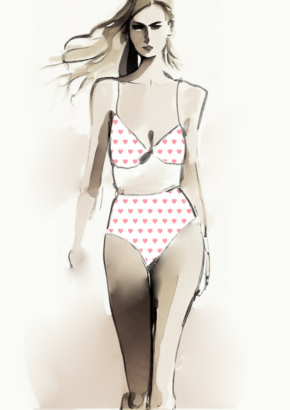 Heart Design 2cm - White & Rose