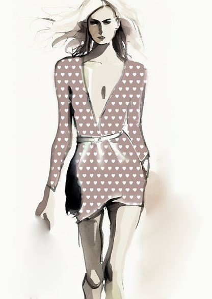 Heart Design - 2cm - Latte & White