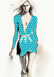 Heart Design - 2cm - Teal& White