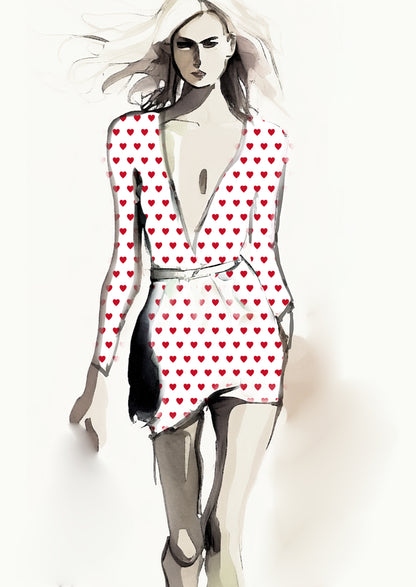 Heart Design 2cm - White & Ruby