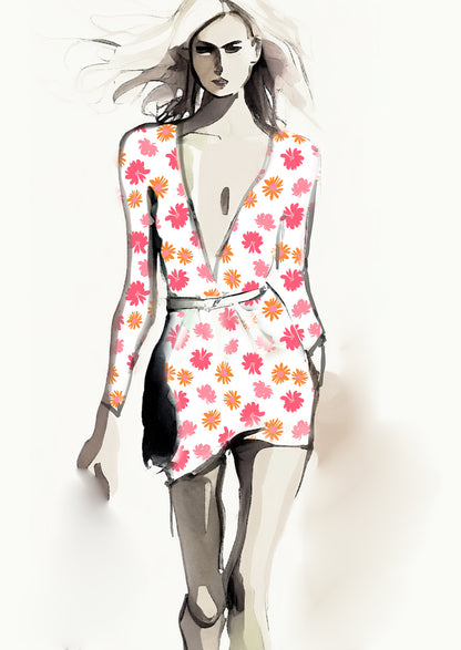 Retro Floral - 40mm - White & Pinks