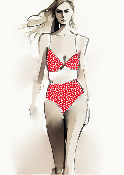 Ditsy Floral - 10mm - Red & White