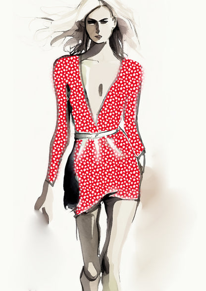 Ditsy Floral - 10mm - Red & White