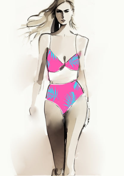 Tropical Leaf - 100mm - Hot Pink