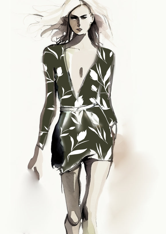 Floral Tulip - 100mm - Khaki