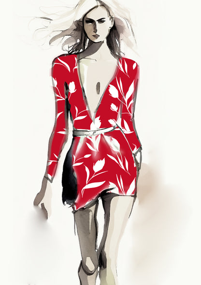 Floral Tulip - 100mm - Red