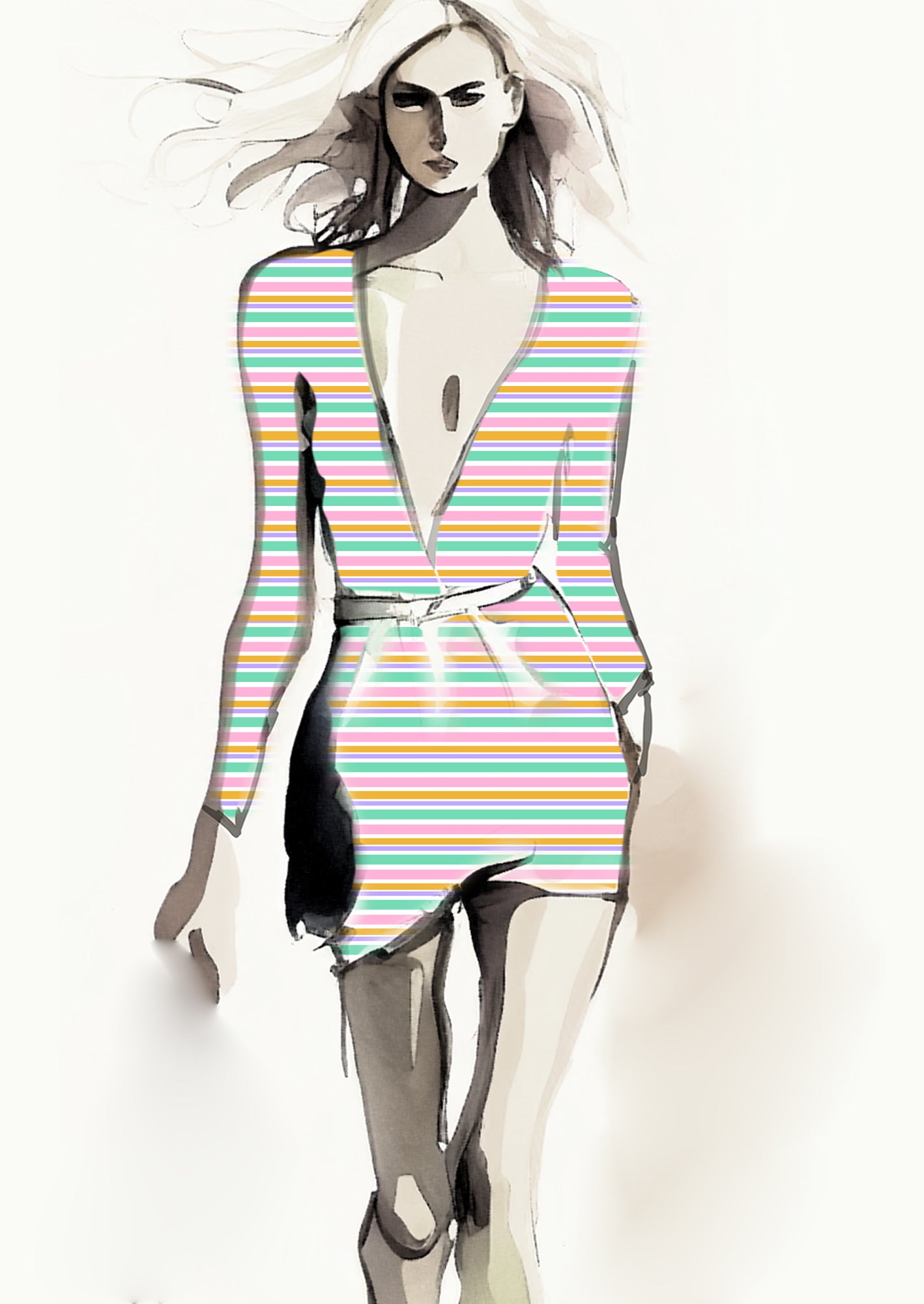 Stripe Multi - 13mm - White & Mint & Lilac