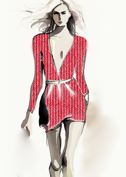 Tribal Lines Design - 10mm - Red