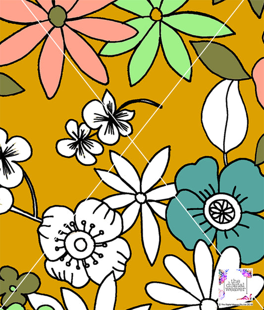 TDW1840_TF16 Retro Bloom Floral Exclusive Print Design