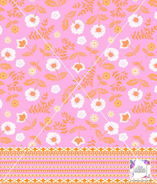 TDW1983_RY055 T Meadow Summer Floral & Border Exclusive Print Design