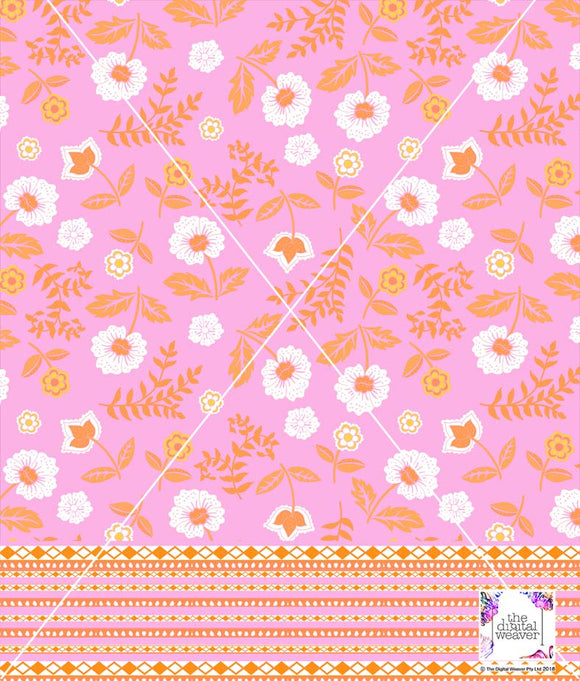 TDW1983_RY055 T Meadow Summer Floral & Border Exclusive Print Design