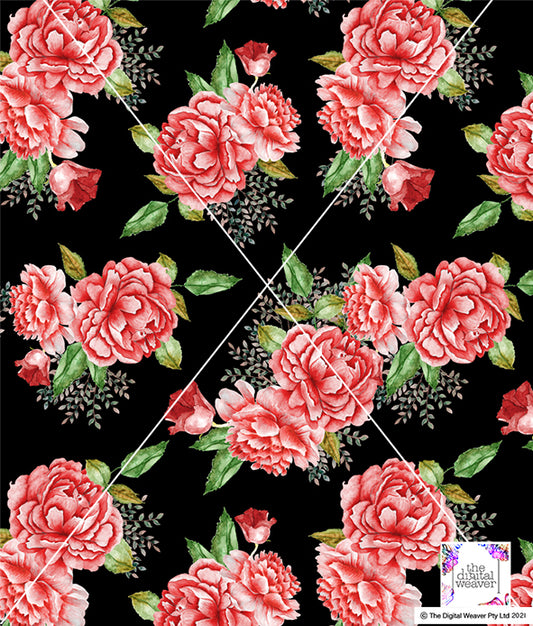 TDW2358B Vintage Peony Floral Exclusive Print Design