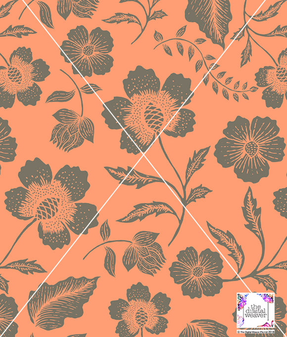 TDW2536_RY149 Woodcut Floral Exclusive Print Design