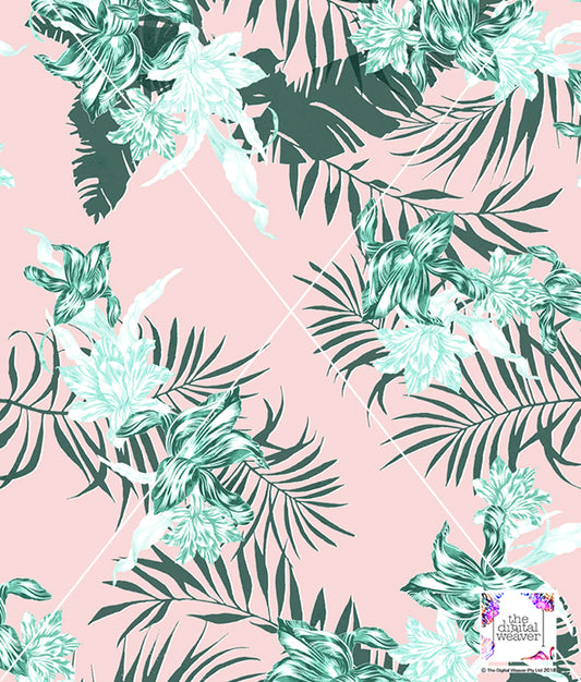 TDW2722B_MA Pastel Cuban Tropics Floral Exclusive Print Design