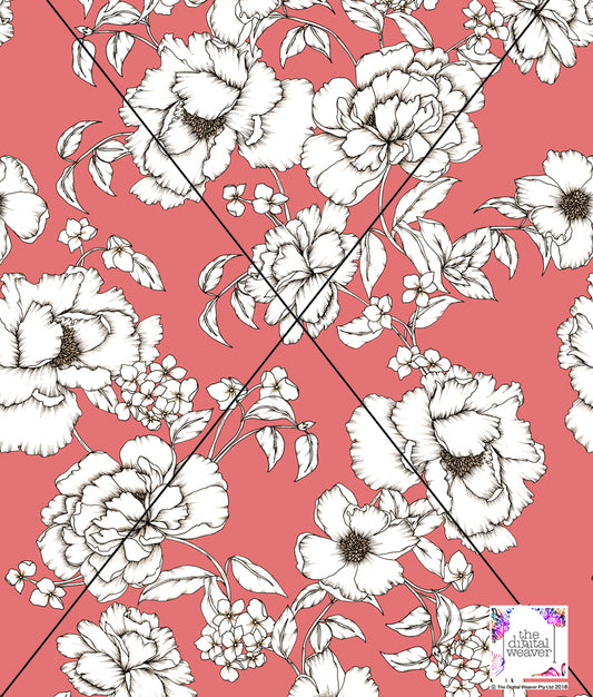 TDW2924_KM006 Tone on tone Peony Floral Exclusive Print Design