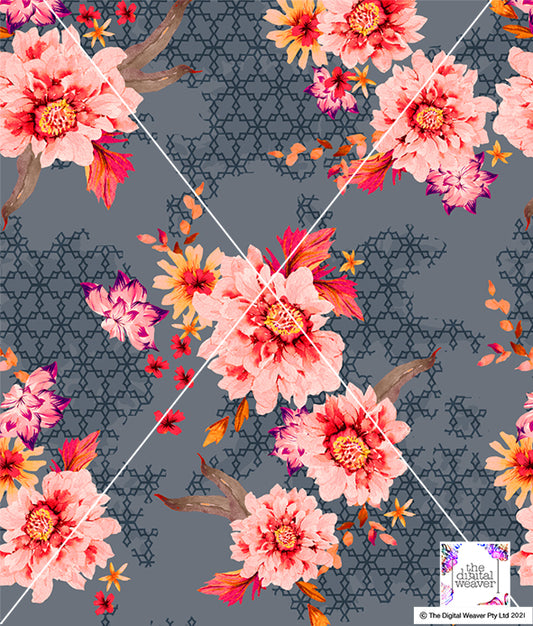 TDW2989 Summer Palace Floral & border Exclusive Print Design