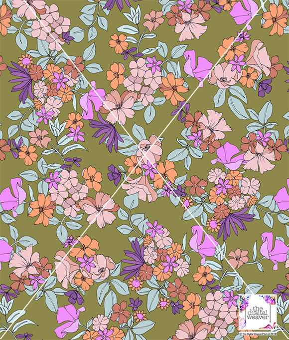 TDW3044_KM0022 Vintage Blossom Floral Exclusive Print Design