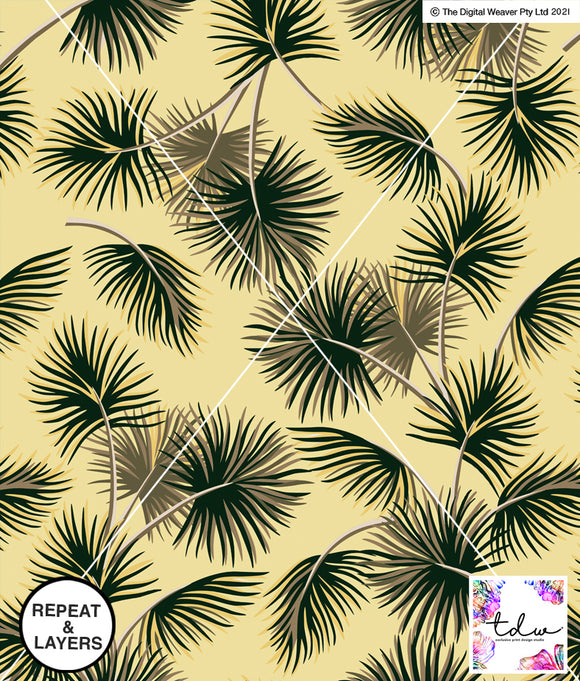 TDW3264_MA084 Fan Palm Tropics Leaf Exclusive Print Design