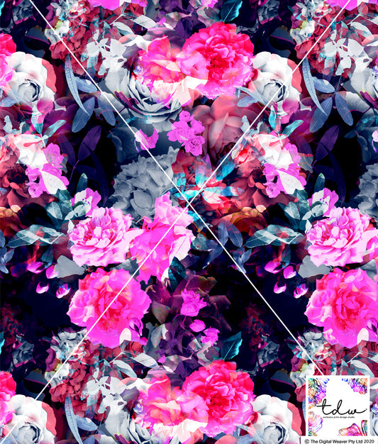 TDW3306_MA126 Dark Rose Romance Floral Exclusive Print Design