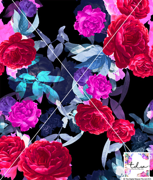 TDW3308_MA128 Midnight Garden Floral Exclusive Print Design