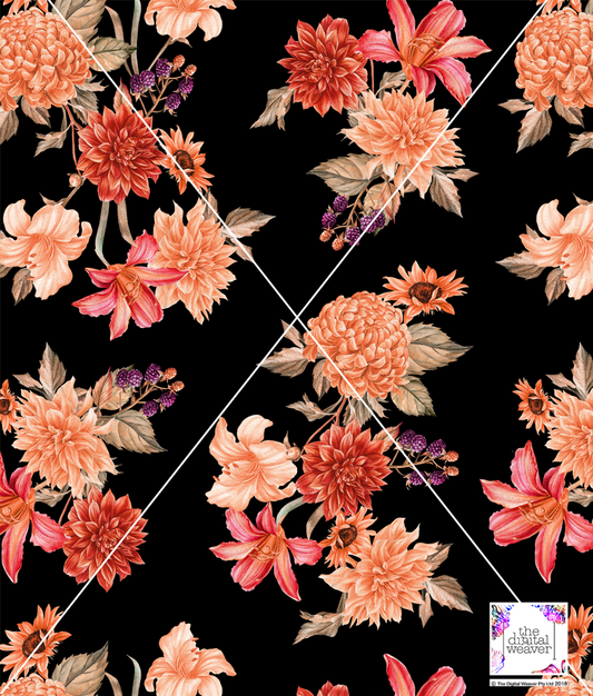 TDW3504_MA208 Golden Hour Vintage Floral Exclusive Print Design