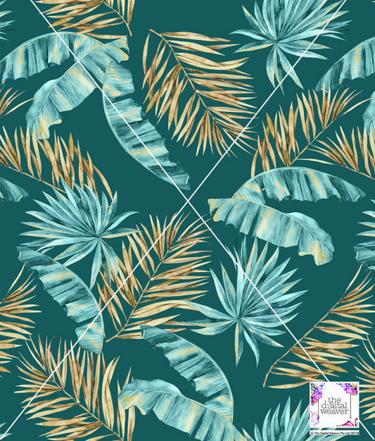 TDW3507_MA211 Vintage Tropical Leaf Print Exclusive Print Design