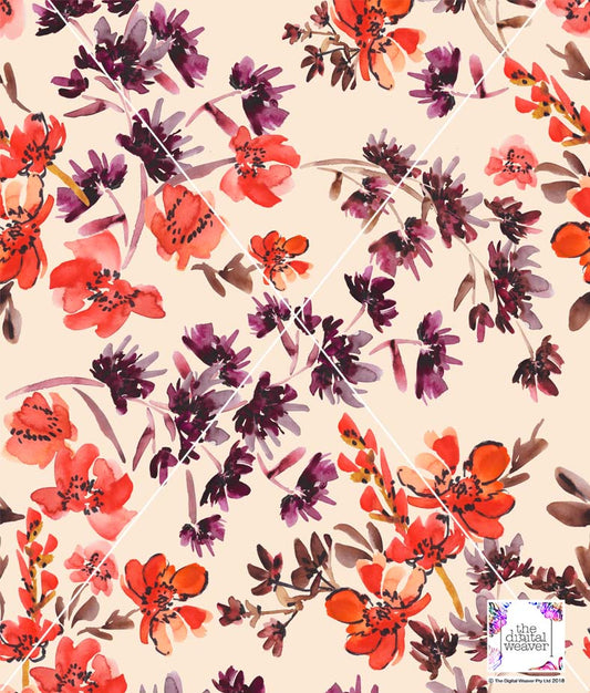 TDW3566_MT005 Midnight garden Brush floral Exclusive Print Design