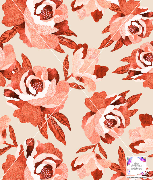 TDW3688_CS011 Linework Linen Texture floral Exclusive Print Design