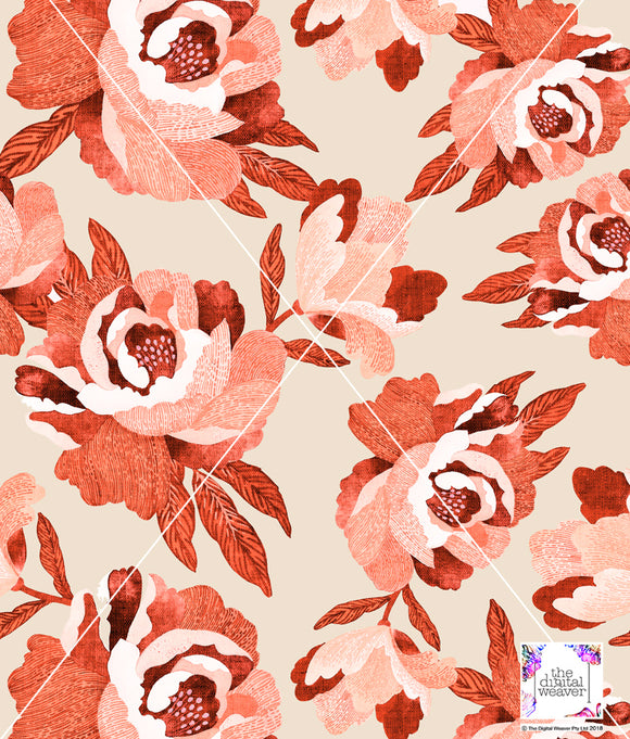TDW3688_CS011 Linework Linen Texture floral Exclusive Print Design