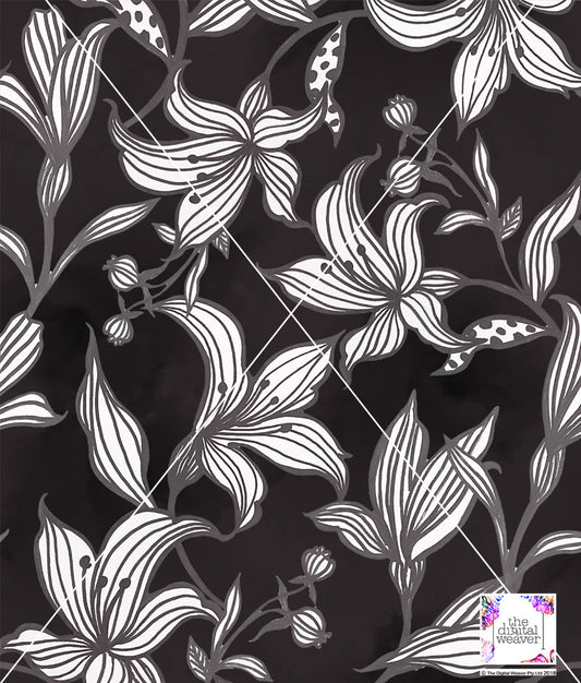 TDW3702_TF106 Linework TigerLily floral Exclusive Print Design