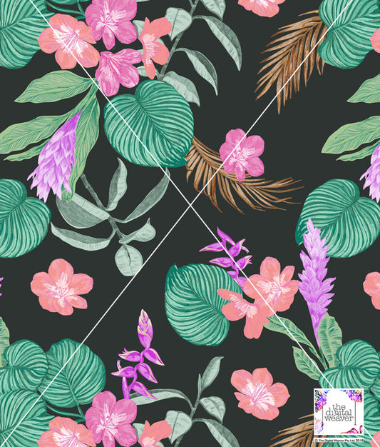 TDW3777_RR020 Retro Tropical Floral Exclusive Print Design