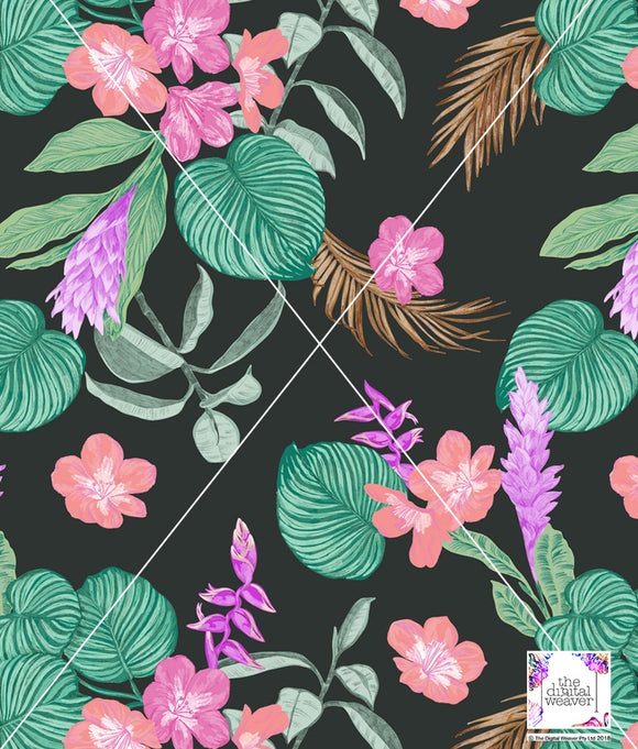 TDW3777_RR020 Retro Tropical Floral Exclusive Print Design